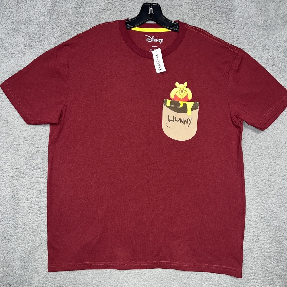 NWT Disney Winnie The Pooh T Shirt Adult XL Red Hunny Jar Pocket Peek A Boo Tee
